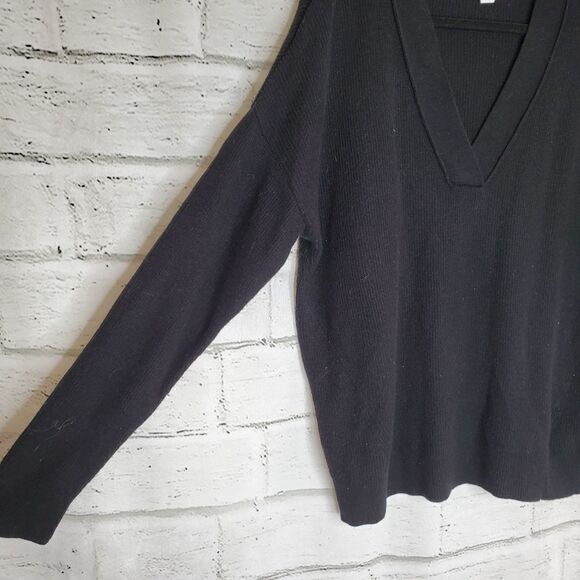 Topshop oversized v neck ribbed sweater black XS - Picture 4 of 7